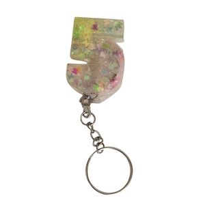 Fortune 5 Resin Number Birthday Date Keychain Sparkly Glitter Key Chain …